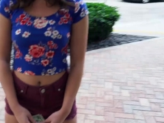 Hot teen paid showing pussy in public and to have sex