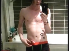 Tatooed emo twink selfshot in mirror part4