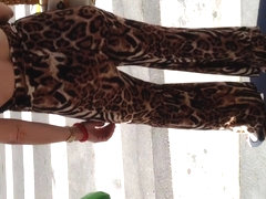 Nice booty in leopard dress