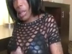 Amateur ebony black spits and jerks dick