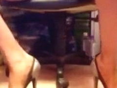 Stylin silver & black 6 inch Stilettos & Upskirt