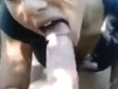 Girlfriend that is blonde gives blowjob in public places