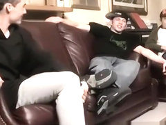 Gay twink boy getting fucked by two hot muscular guys first time An Orgy