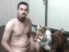 ******playing with a standing plush