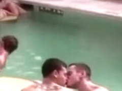 Bareback pool orgy