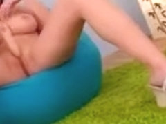 Big titted luscious brunette masturbating peachy cunt with
