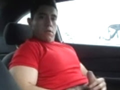 shaggy latino jerk off in the car