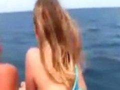 Three sexy babes enjoys swimming in the middle of the sea