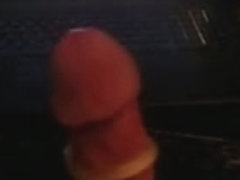 Rings and Vibrator on my cock make me gush cum watching porn