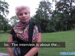 PublicAgent: Blonde lesbian takes cock for money