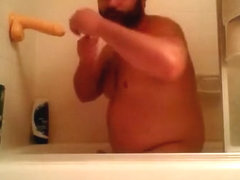 Bearcubwoof shower jerk-off with a dildo