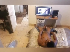 Caught fresh out the shower watching porn
