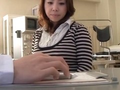 Japanese hottie screwed with a dildo during medical exam