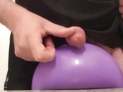 Sissy Faggot Purple Playball Cum in Lingerie