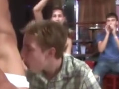 Sexy stripper seducing a group of gays