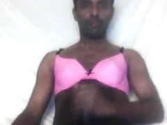 Indian boy in bra and thong peeing on his own face