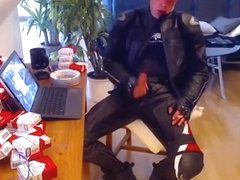 Smoking and Jerking in Full Biker Leather