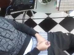 jerk-off with sport shoe