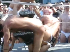 Naked wrestling at Folsom Fair 2009.