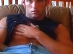 cute man gets horny while watching porn