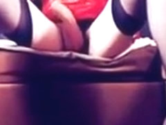 Brunette tranny slapping her cock till she cums