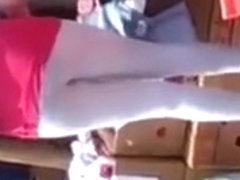 White leggings woman in flea market