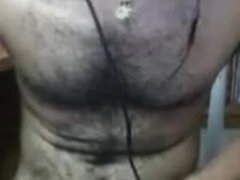 Hairy latin guy jerks and cums