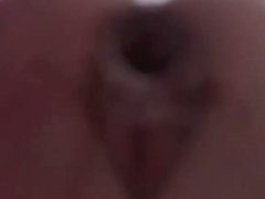 Riding a dildo on a transparent chair