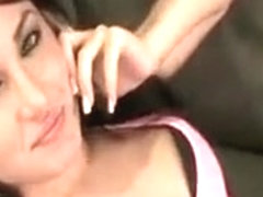 Busty brunette babe getting horny