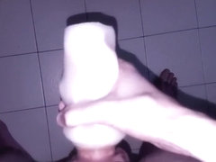HORNY 20yo BOY STROKES HIS COCK WITH A FLESHLIGHT UNTIL CREAMPIE