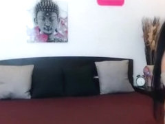 Brunette ACrystalDark dances in front of webcam