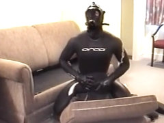 orca frogman humps wetsuit dummy in hotel room