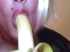 crossdresser smoking blowjob banana practice