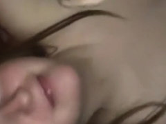 Ex sucks dick, and guy jerks off to finish cumming in her mouth