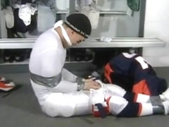 SUG Football player tape bound and cleave gagged