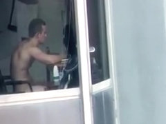 Hot neighbor caught wanking through window