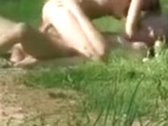 Sexy sexually excited pair fuck outdoors