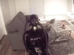 Gasmask Breathplay Tied to Chair