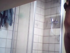 Cutie in the shower got naked on the spy cam