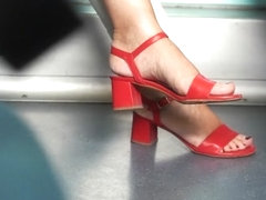 Candid red sandals heels