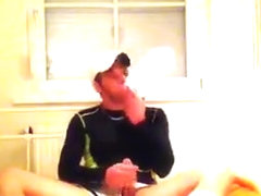 Sportsboy jerking in shiny adidas with poppers, sox, sneax