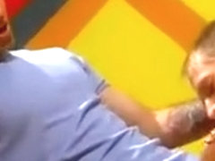 Two men double penetrate blond twink