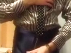 Cumming on leather boots