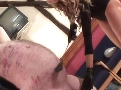 junior Mistress tortures old cock