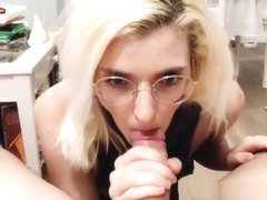 Mia Casanova - Blonde teen blowjob on webcam and huge POV cum on face