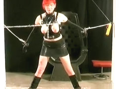 Naked woman gets the melons ravished in breast torture show