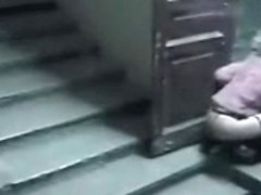 Staircase security cam catpures wife fucking