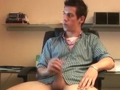 Masturbating his thick shaft