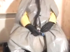 Grey oilskin/pvc cape stroke.