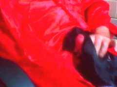 Satin mini skirt wank